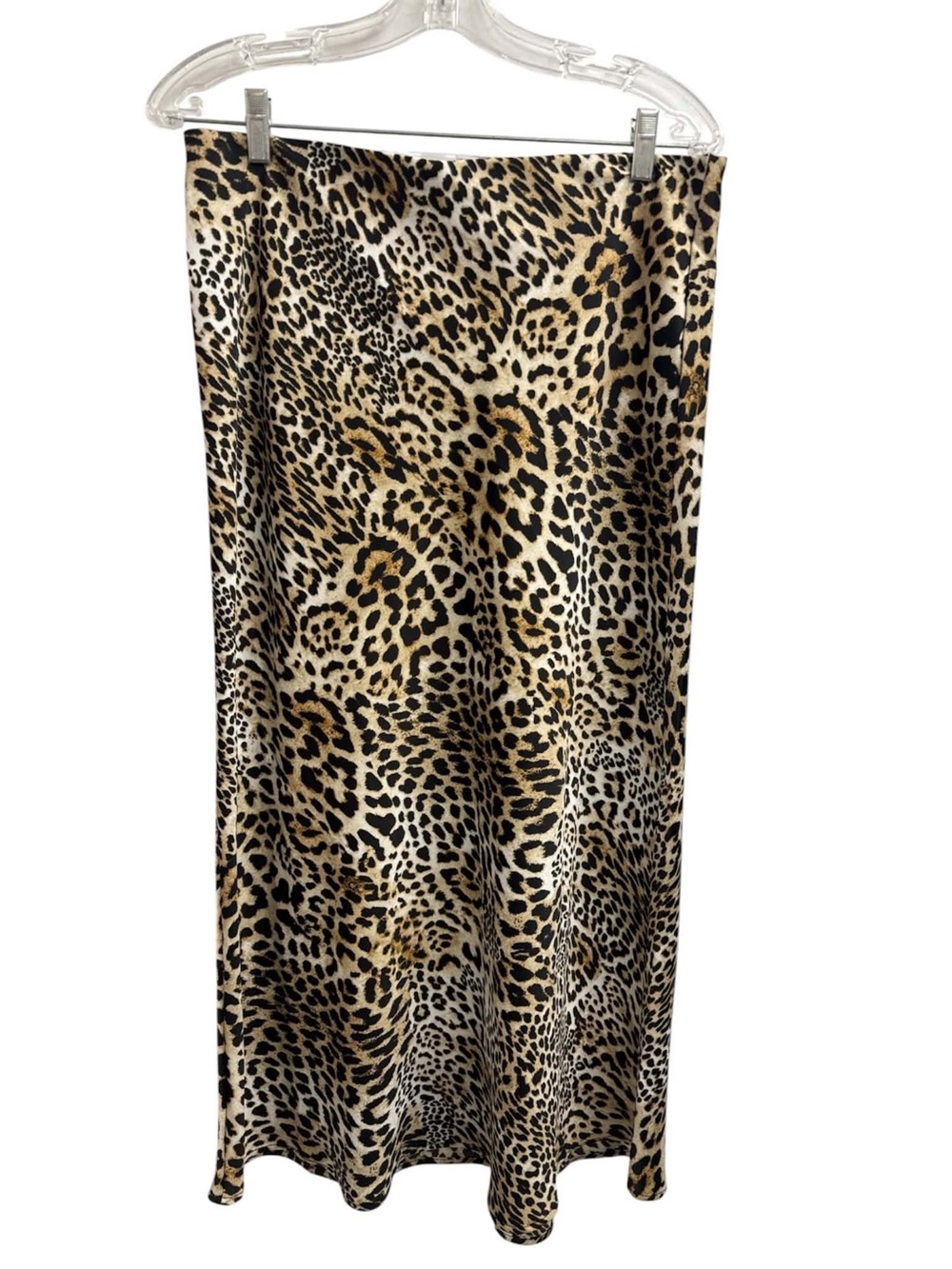 Rachel Zoe Leopard-Print Satin Slip Skirt in Black & Tan S10